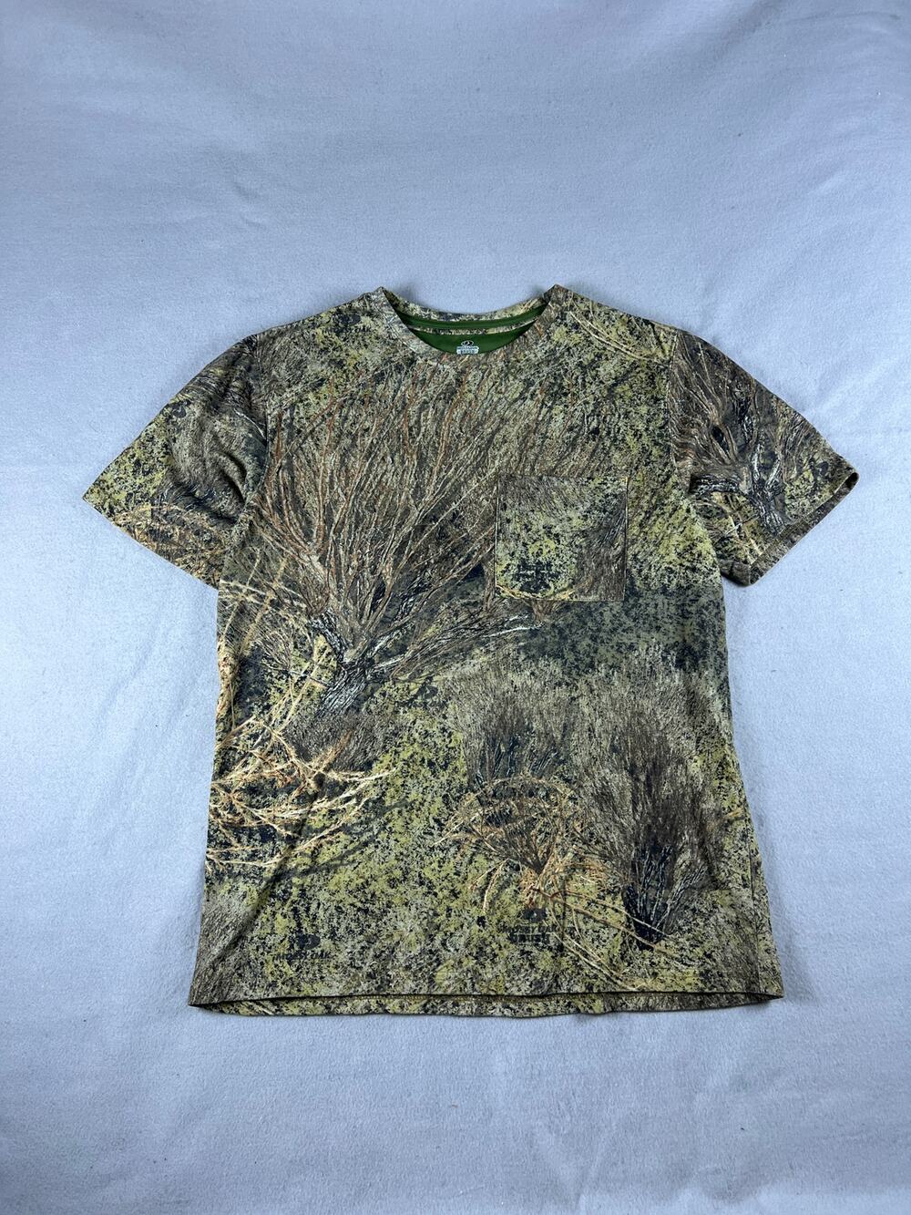 Mossy Oak Brush Camo T-Shirt Mens M Brown Green Short Sleeve Hunting Sports Tee